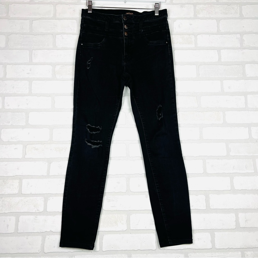 High-Rise Black Distressed Women's Jeans
